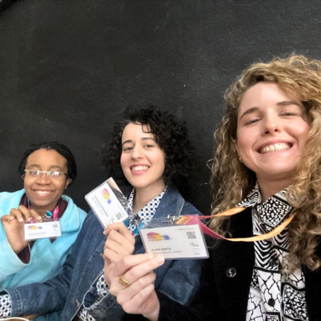 Natasha Papathoma, Aliki Iovita and Kinya Marangu representing Narratologies at the conference in Lisbon.
