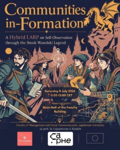 Communities In-Formation hybrid LARP poster in Kraków