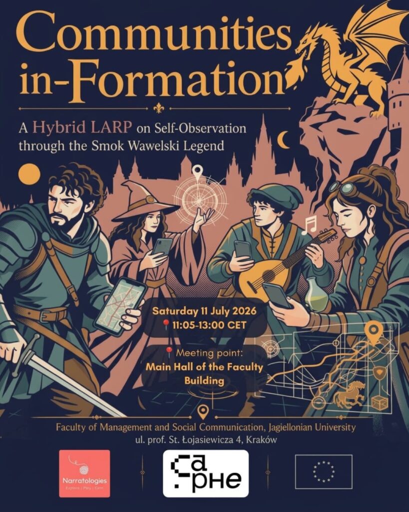 Communities In-Formation hybrid LARP poster in Kraków