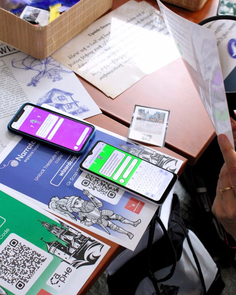Game props and smartphone used during the Communities In-Formation hybrid LARP