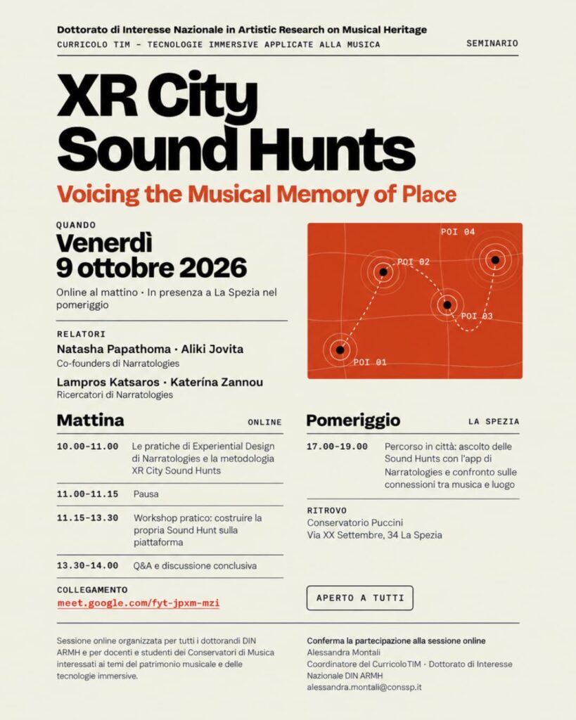 City Sound Hunts seminar poster in La Spezia